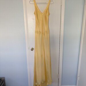 Y2K yellow silk cache dress with original tags